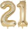 Champagne Gold Large Number 21 Balloon, 40 Inch Light Gold Foil Helium Number (Champagne Gold 21)